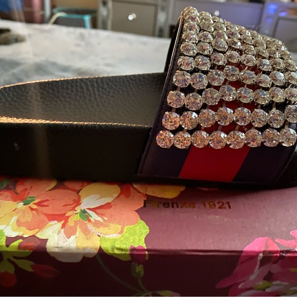 WOMENS CRYSTAL-EMBELLISHED WEB SLIDES - Picture 4 of 6